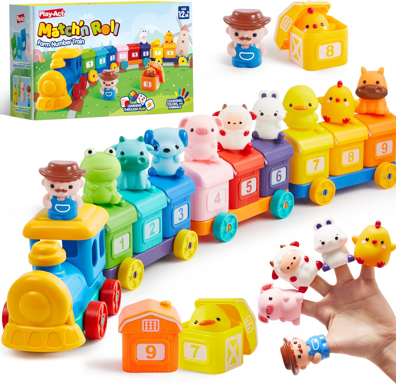Play-Act Match n Roll farm number train with nine animal figures