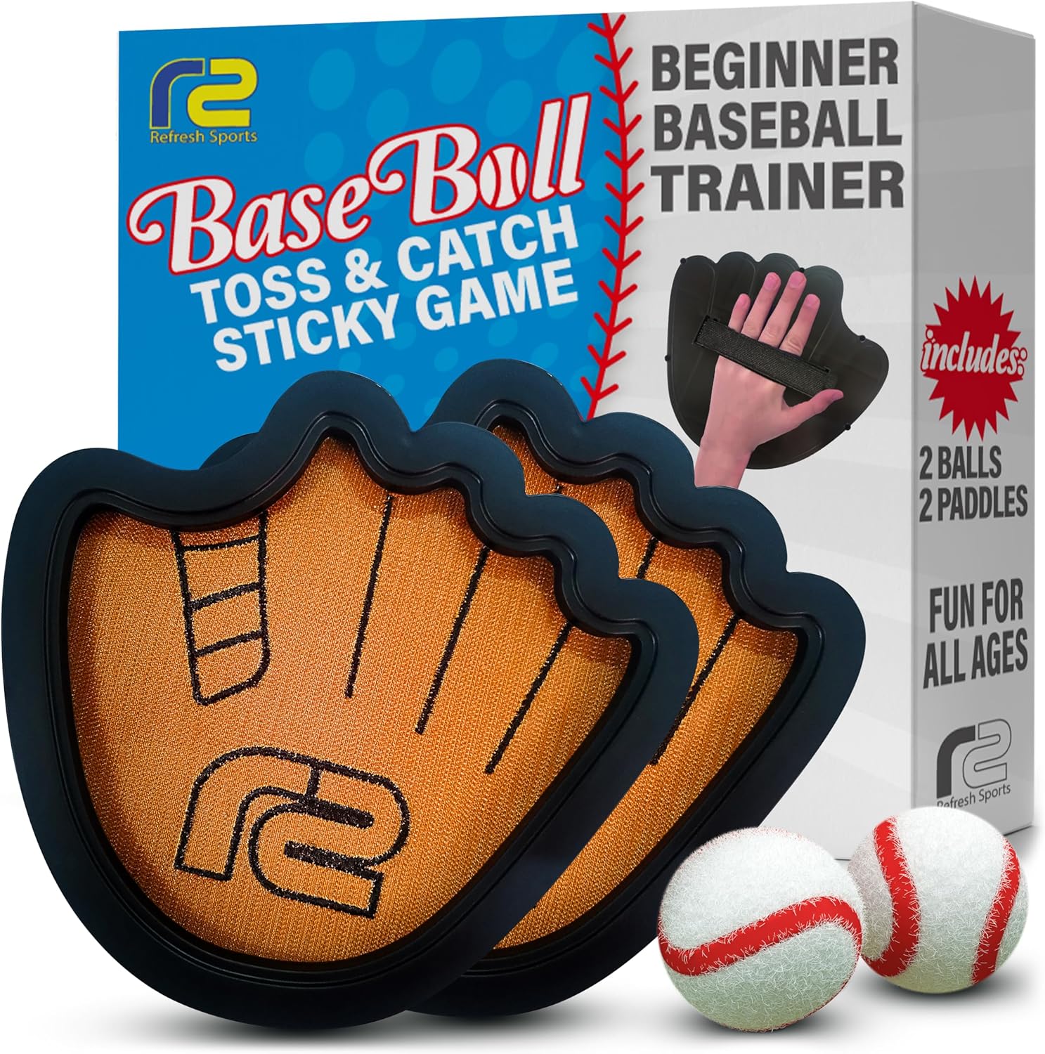 Refresh Sports baseball-style sticky toss-and-catch paddles and balls