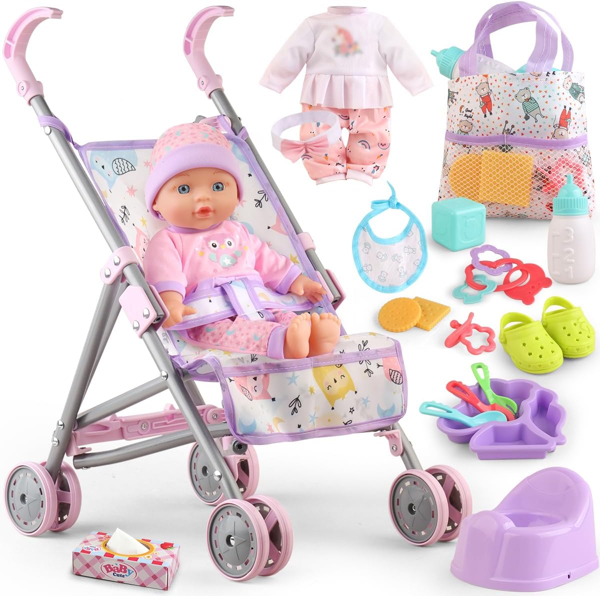12.5-Inch Baby Doll & Stroller Playset — Ages 3+