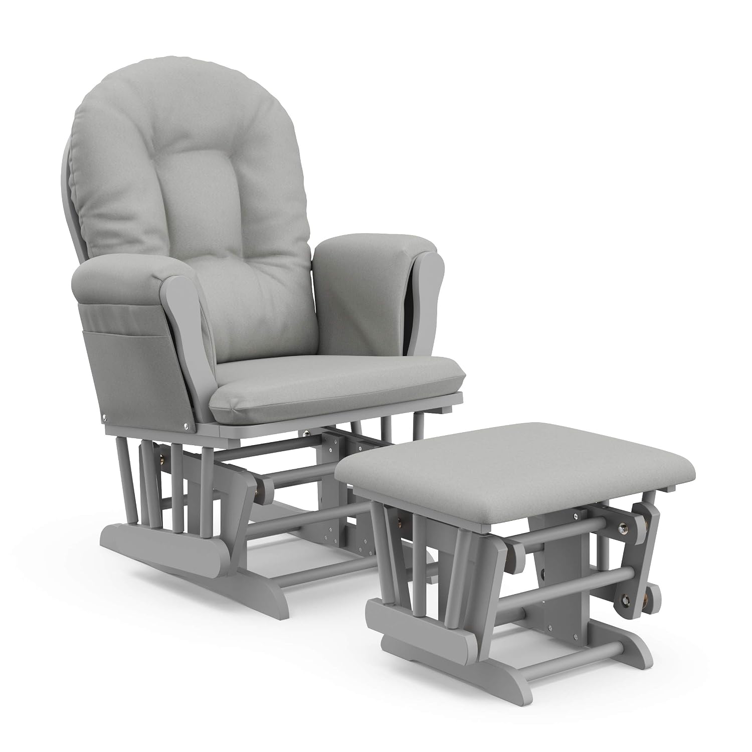 Storkcraft Premium Hoop Glider & Ottoman — Pebble Gray / Light Gray