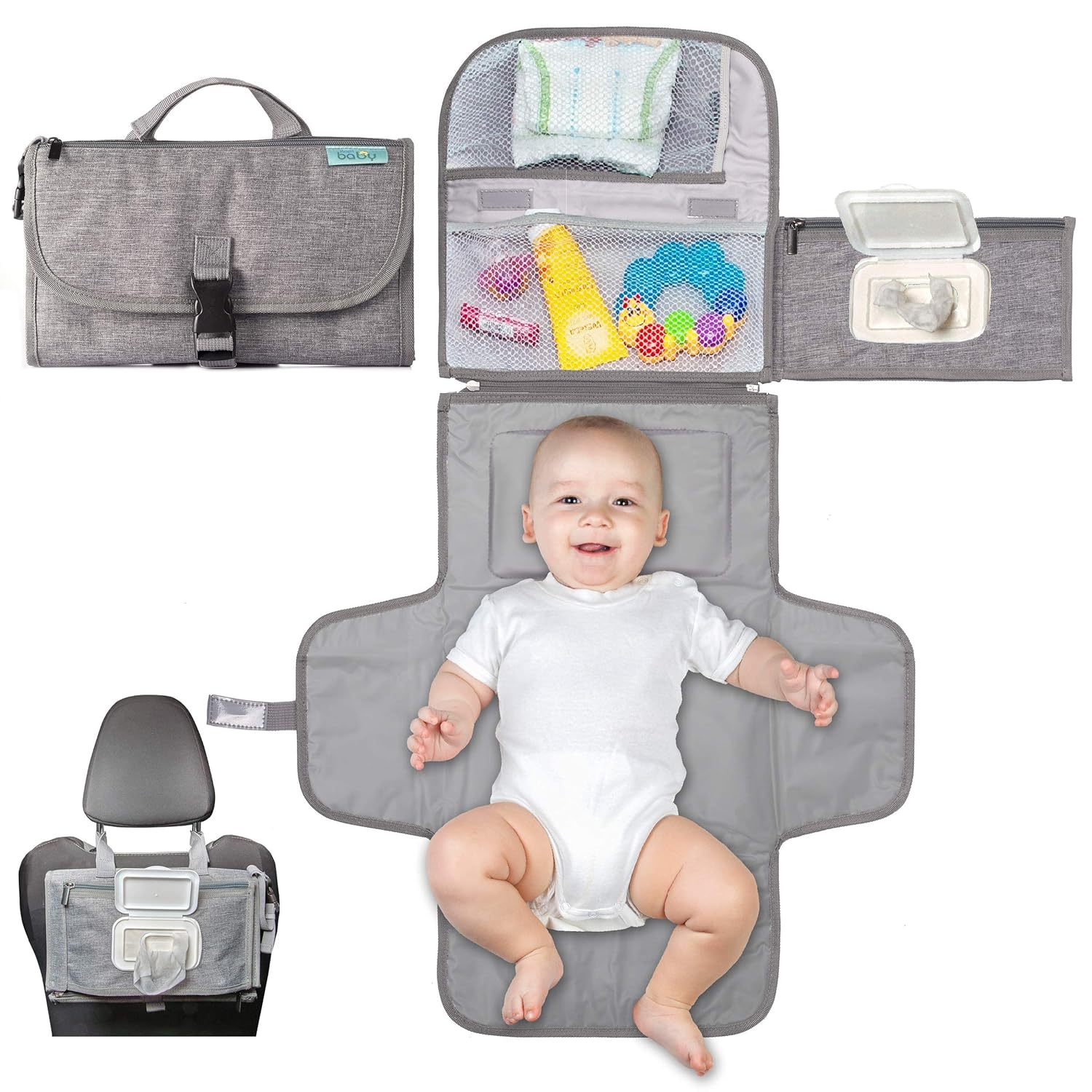Kopi Baby Portable Diaper Changing Pad — Classic · Grey