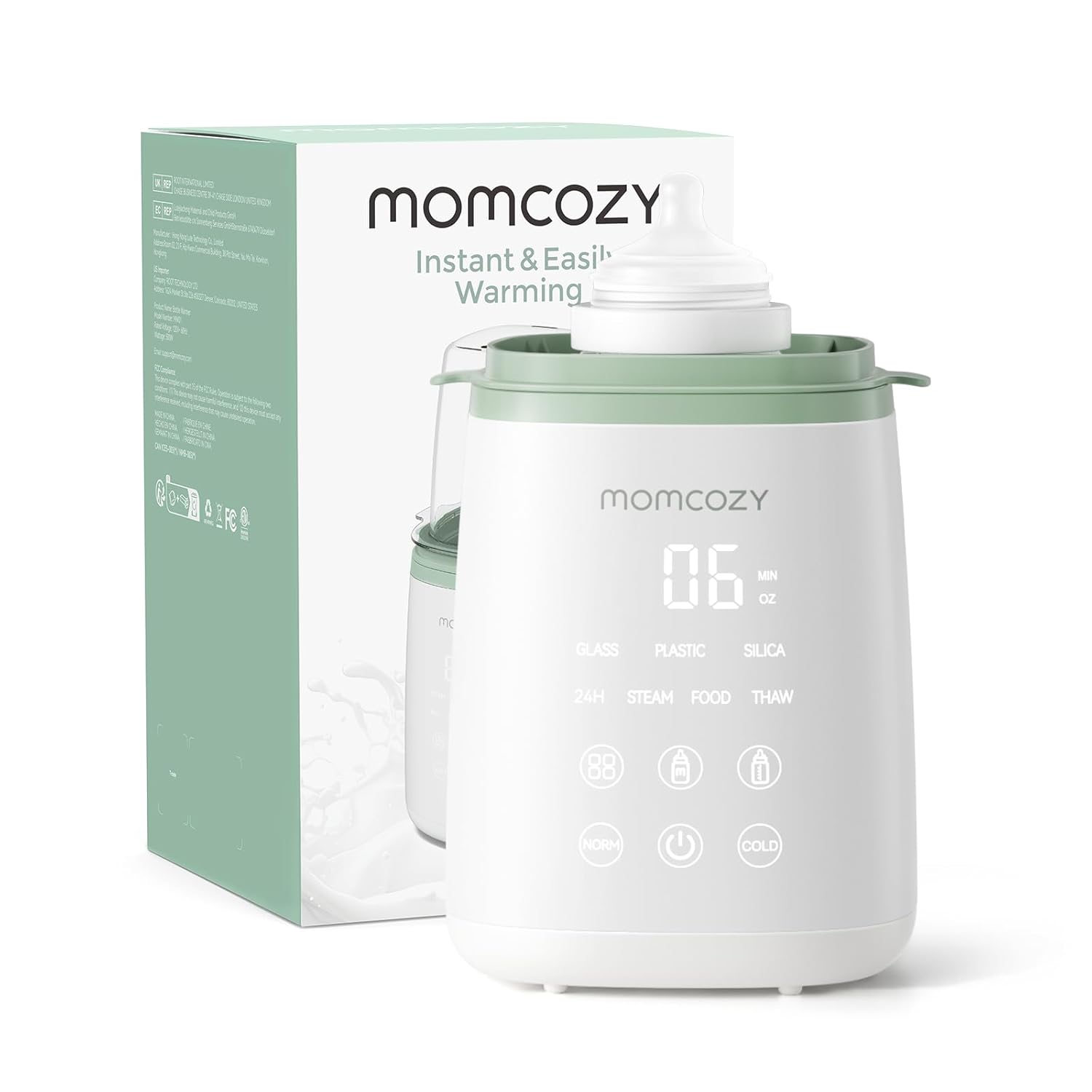 Momcozy Countertop Bottle Warmer — Green + White