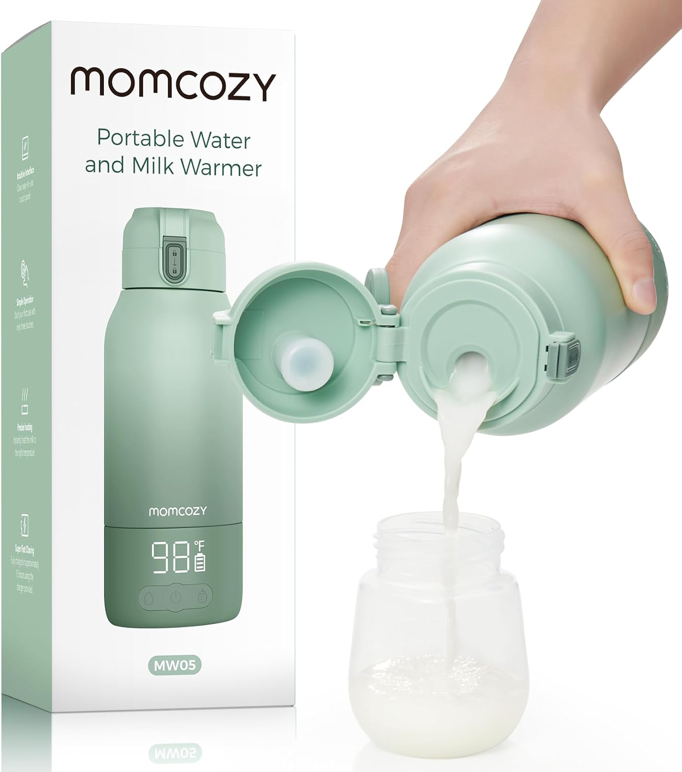 Momcozy MW05 Portable Water & Milk Warmer — Gradient Green