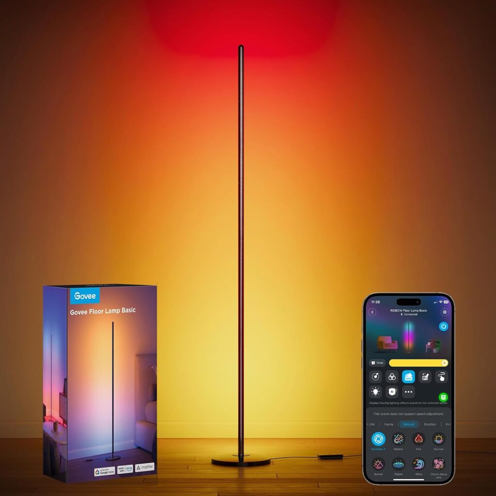 Govee floor lamp with colorful ambient lighting and app controls