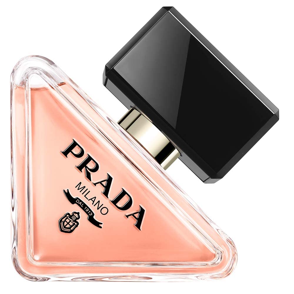Prada Paradoxe fragrance in a triangular bottle with black cap