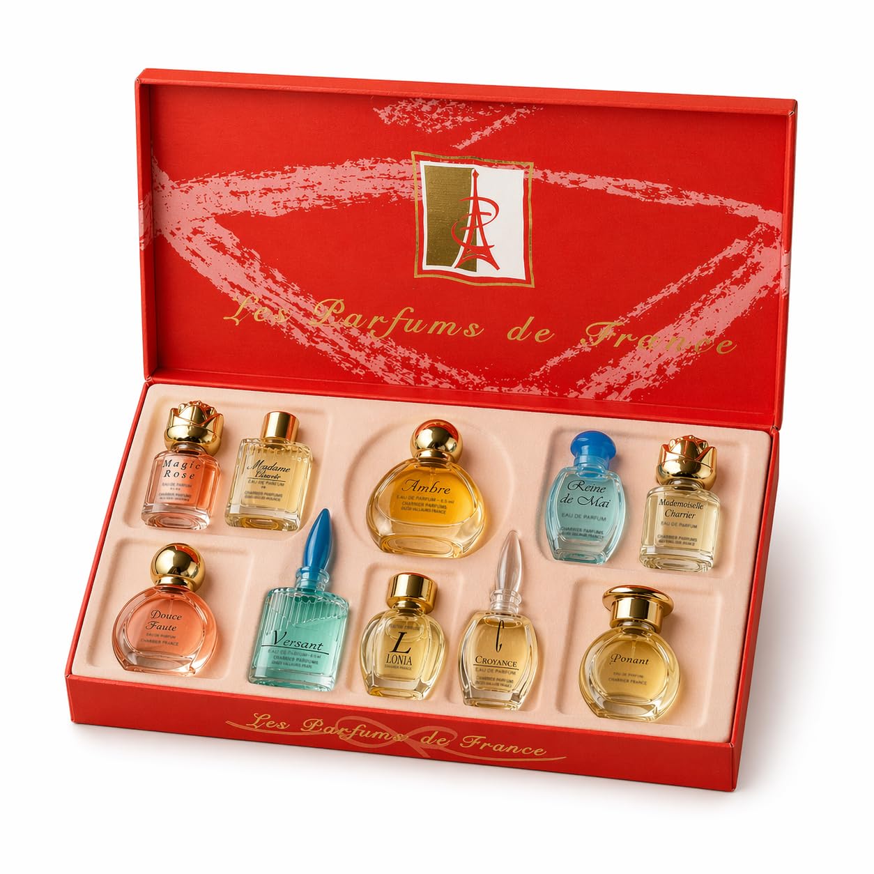 Charrier Parfums miniature fragrance collection in a red gift box