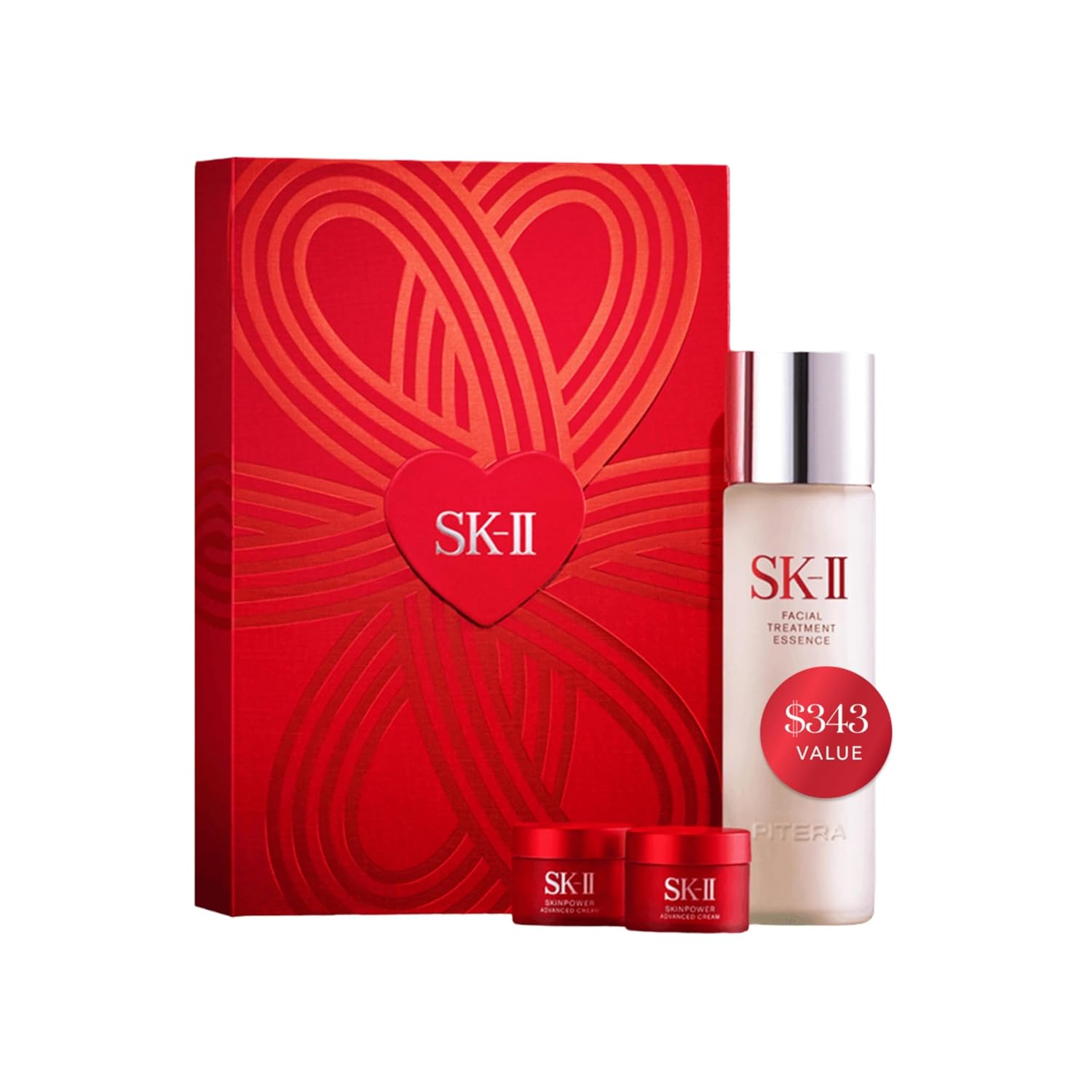 SK-II Timeless Beauty gift set with Facial Treatment Essence and two mini creams in red packaging