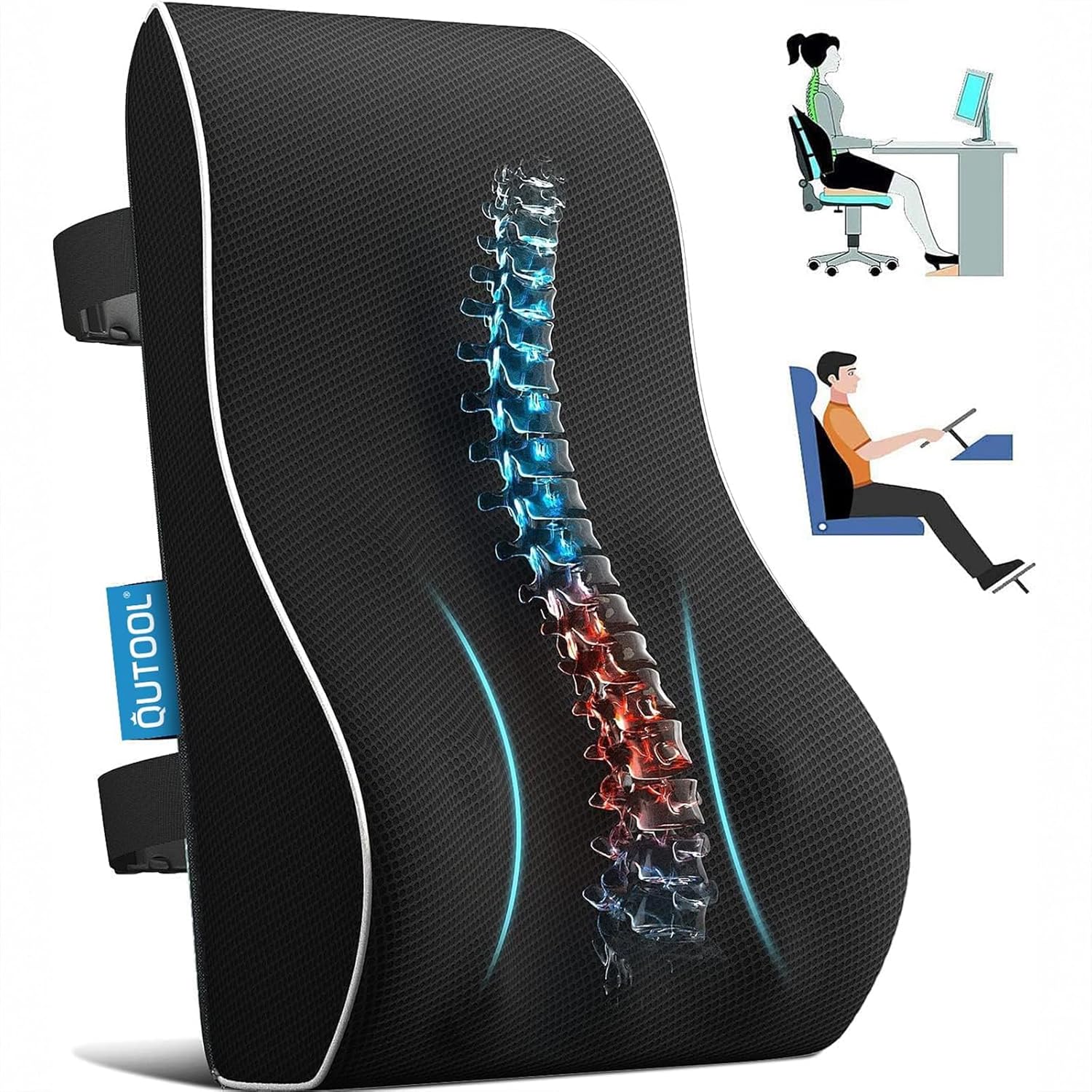 Black QUTOOL lumbar support pillow