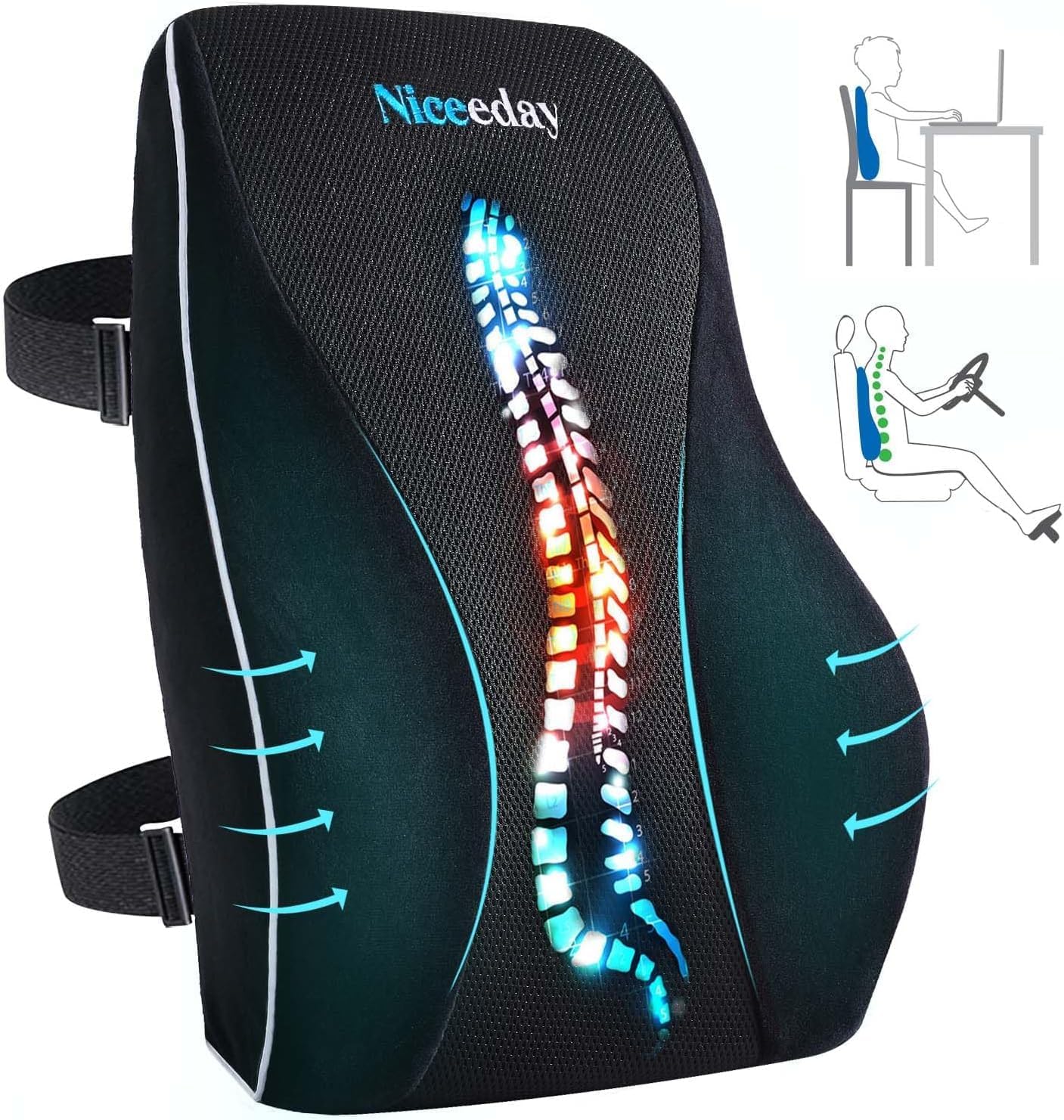 Niceeday Lumbar Support Pillow — black
