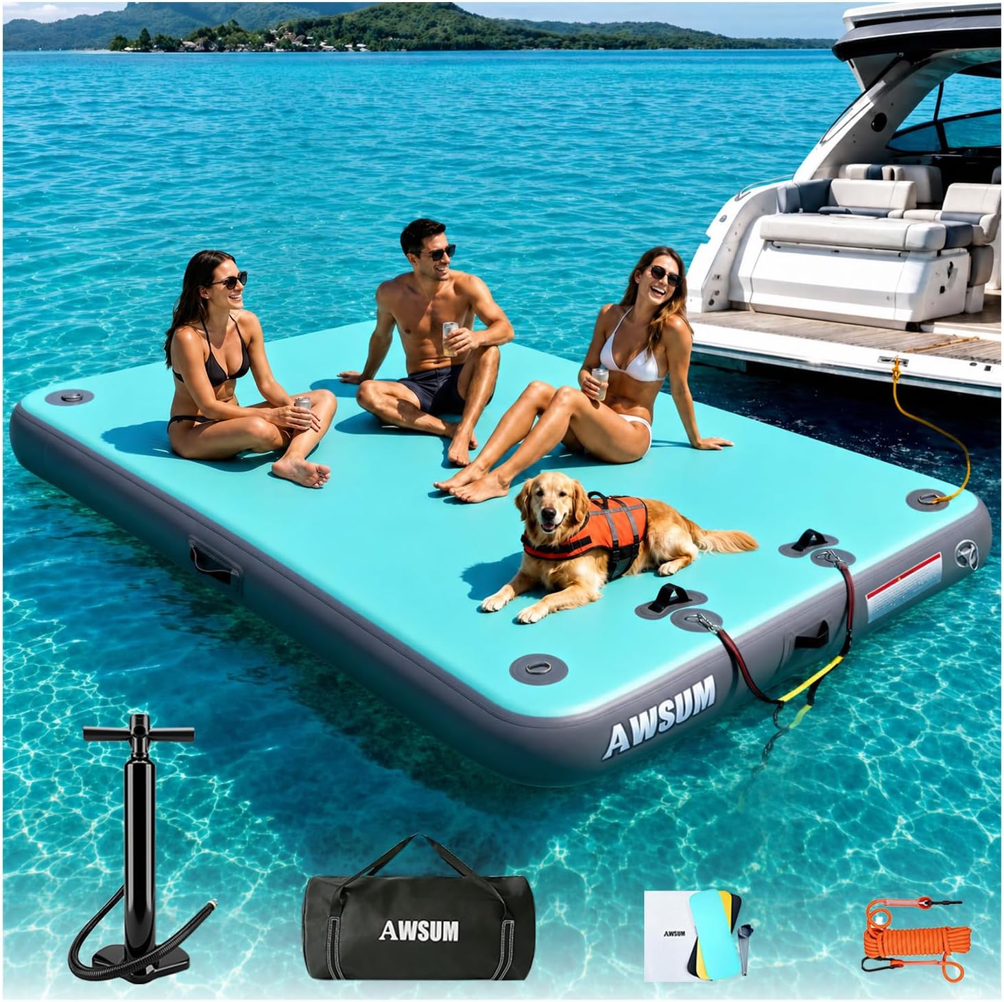 AWSUM inflatable floating dock and platform